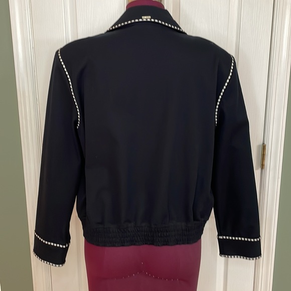 St John Sport by Marie Gray zip up jacket white stitch trim in Onyx size L - Picture 4 of 13